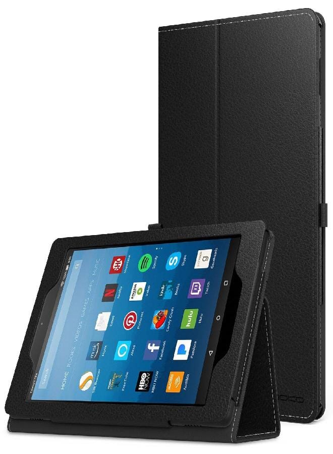 MoKo Case for All-New Amazon Fire HD 8 Tablet (7th/8th Generation, 2017/2018 Release) - Slim Folding Stand Cover for Fire HD 8, Black (with Auto Wake/Sleep) - Image 1